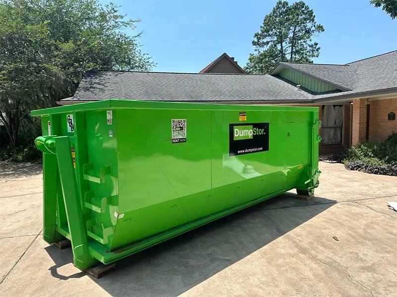 residential dumpster rental in driveway